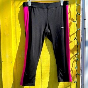 Women’s Nike Dri Fit Running Pants Size L Black and Pink